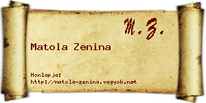 Matola Zenina névjegykártya